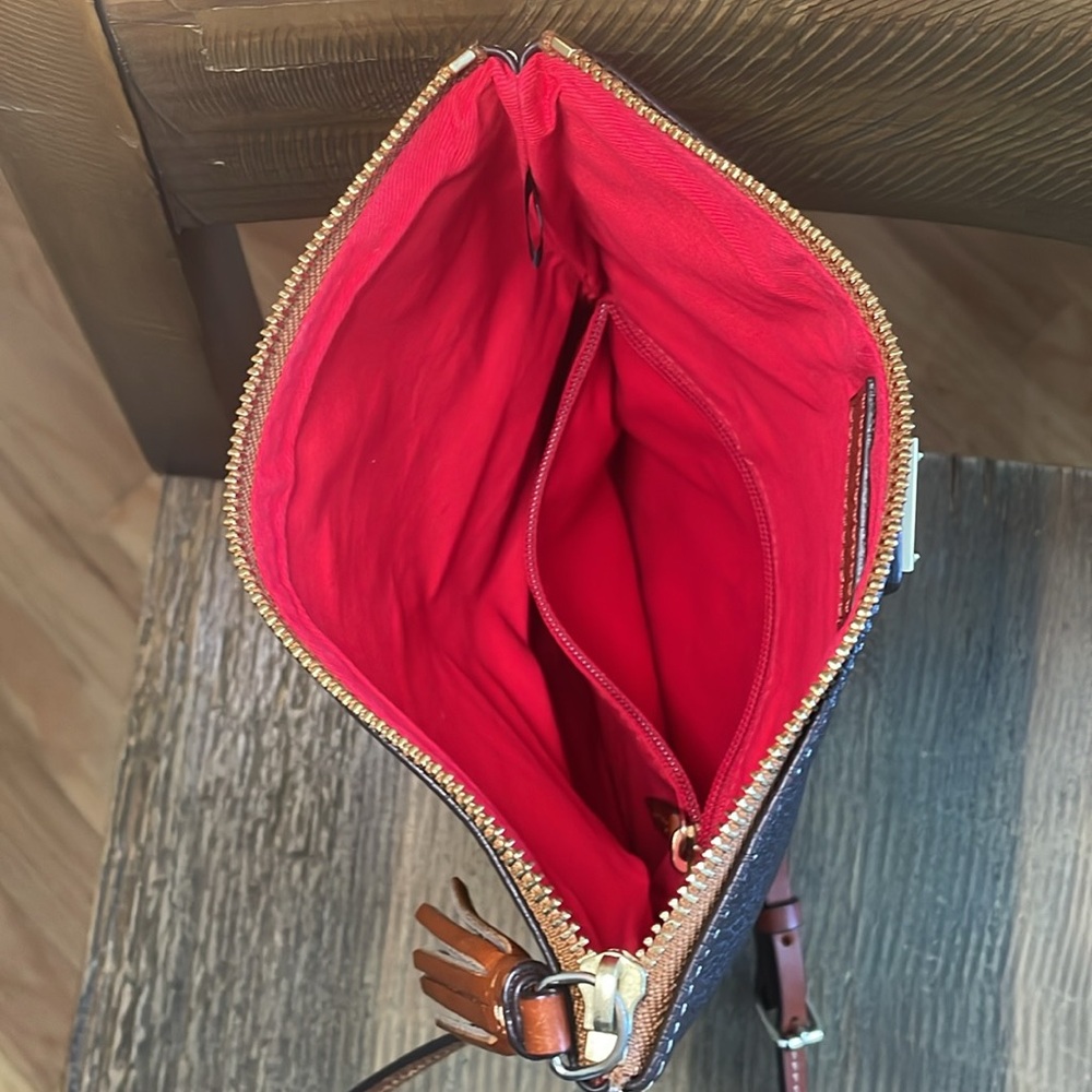 Dooney & Bourke Small Foldover Zip Crossbody in Pebble Grain Leather in Brown - Picture 8 of 16